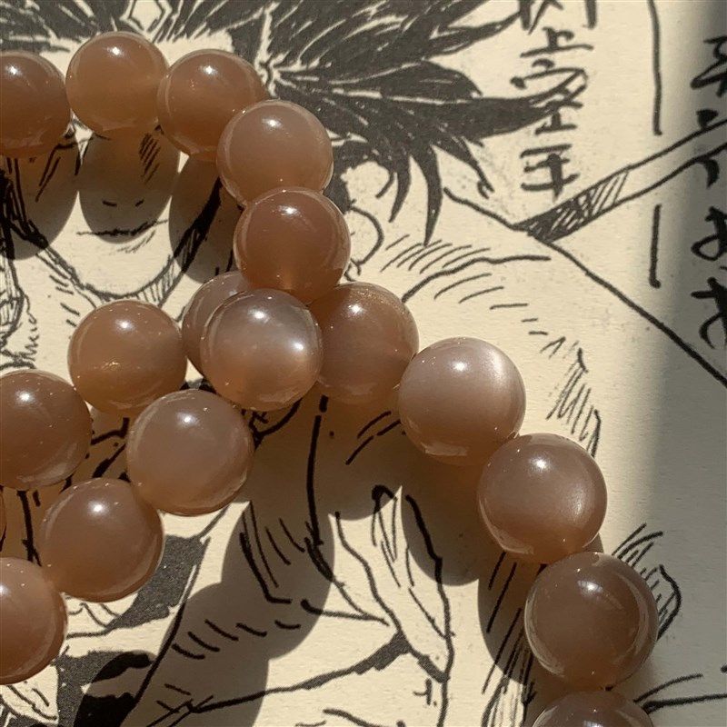 建木信使|【高品质】天然金沙橙月光长石水晶手串 原石原矿
