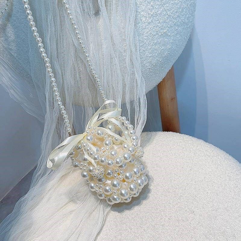 手工珍珠小包包手提小包女仙女度假手拎珠子包编织串珠水桶包斜跨,箱包皮具/热销女包/男包,水桶包,淘宝优惠券,粉丝福利购,淘宝优惠卷