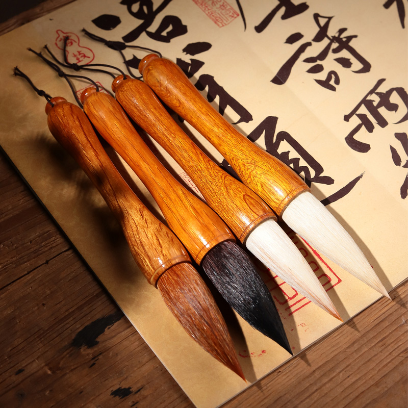 狼毫斗笔兼毫羊毫熊毫文房四宝大号书法笔国画对联抓毛笔实木提斗