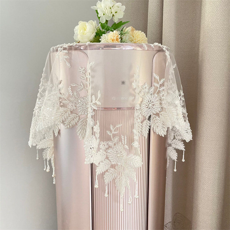 欧式蕾丝手工钉珠圆柱立式空调盖布空调罩防尘罩小圆桌万能盖巾