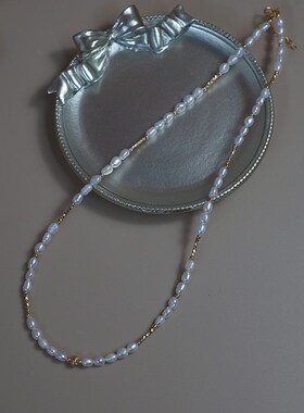 小众轻奢高级感珍珠米珠车花管项链叠戴通勤法式锁骨链优雅50227