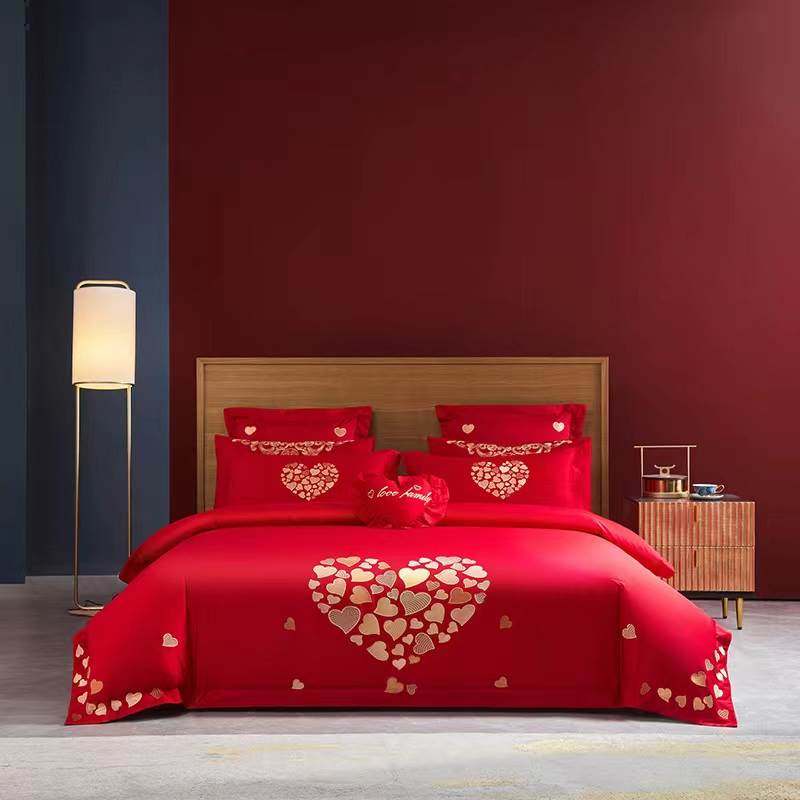 婚庆四件套嫁新婚礼床品绣被套红色刺结婚房床喜庆婚绣花婚婚套件,床上用品,婚庆床品套件,淘宝优惠券,粉丝福利购,淘宝优惠卷