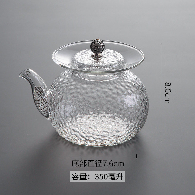 小众高货汇茶日式锤纹玻璃泡茶壶家用耐高温侧把壶过滤花茶煮茶器