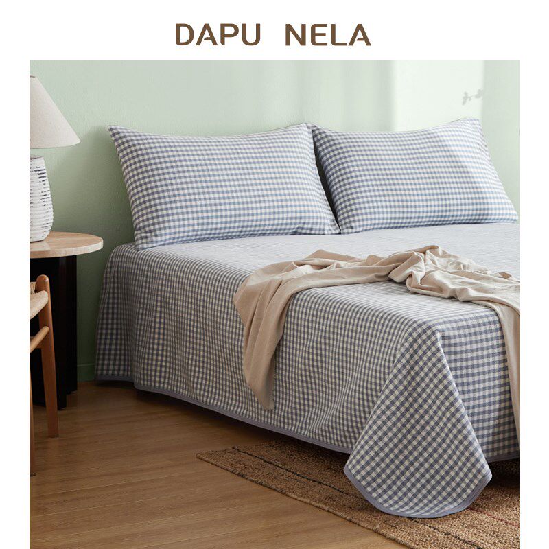 大朴内外A类老粗布凉席防螨凉感格子全棉可O机洗席折叠不粘身席子