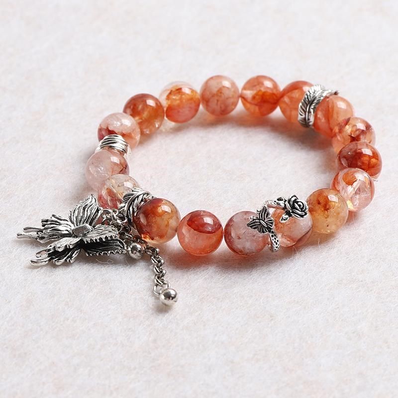 天然水晶手链女款手串送礼设计款红胶花女人石新年喜庆锦鲤橙红色,饰品/流行首饰/时尚饰品新,手饰/手串,淘宝优惠券,粉丝福利购,淘宝优惠卷