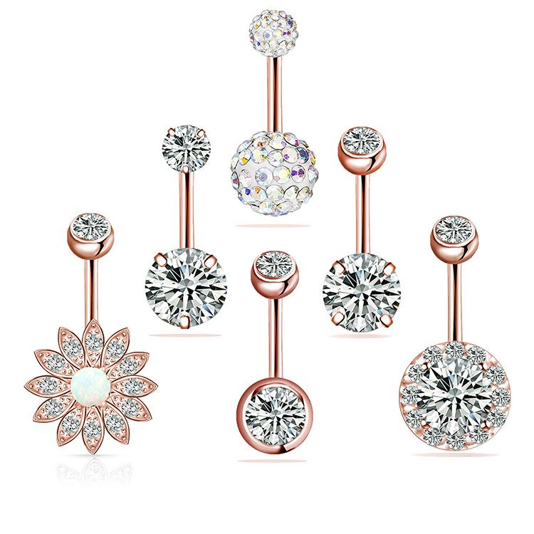 推荐high quality~ Aobao Navel Ring Set zircon navel nail cla