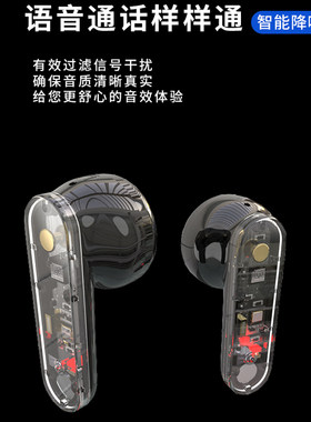 时尚超重低音无线耳机蓝牙半入耳式透明降噪超长续航大电量低音炮
