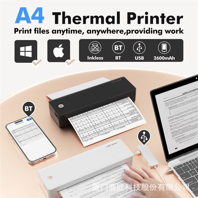 mini printerA4打印机便携家用无墨学习迷你无墨LabeUl printer