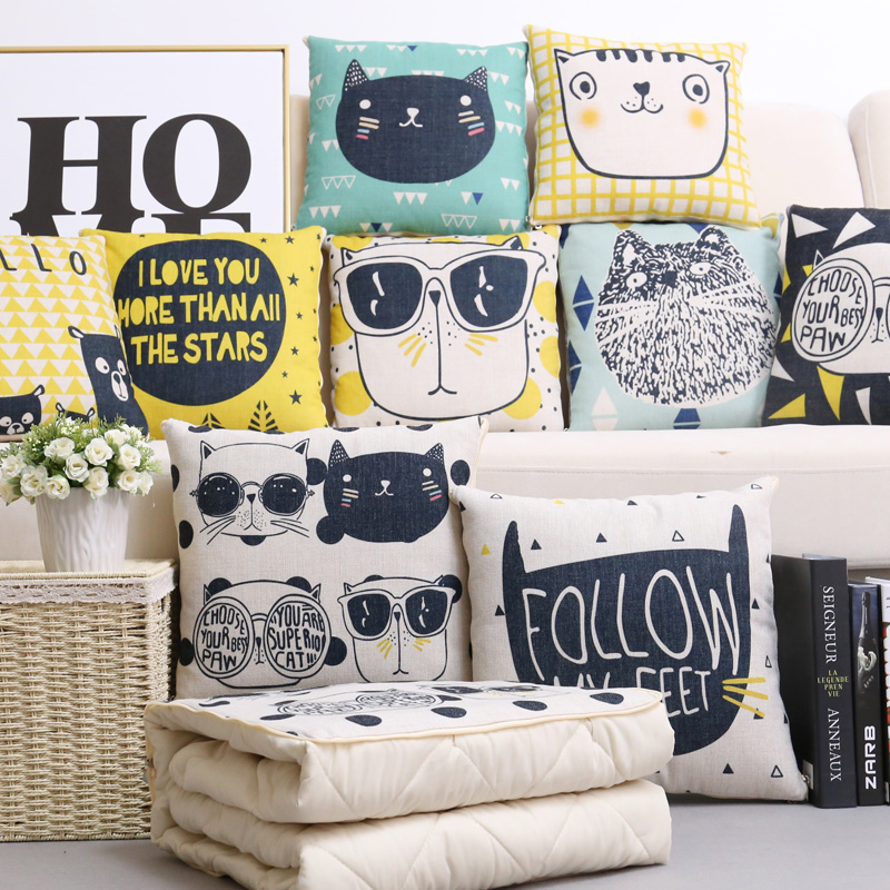 卡通靠垫被汽车抱枕被子两用枕头被多功能办公室靠V枕车用空调被