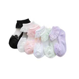 网红Cute Lace Flower Mesh Summer Newborn Baby Socks Cotton B