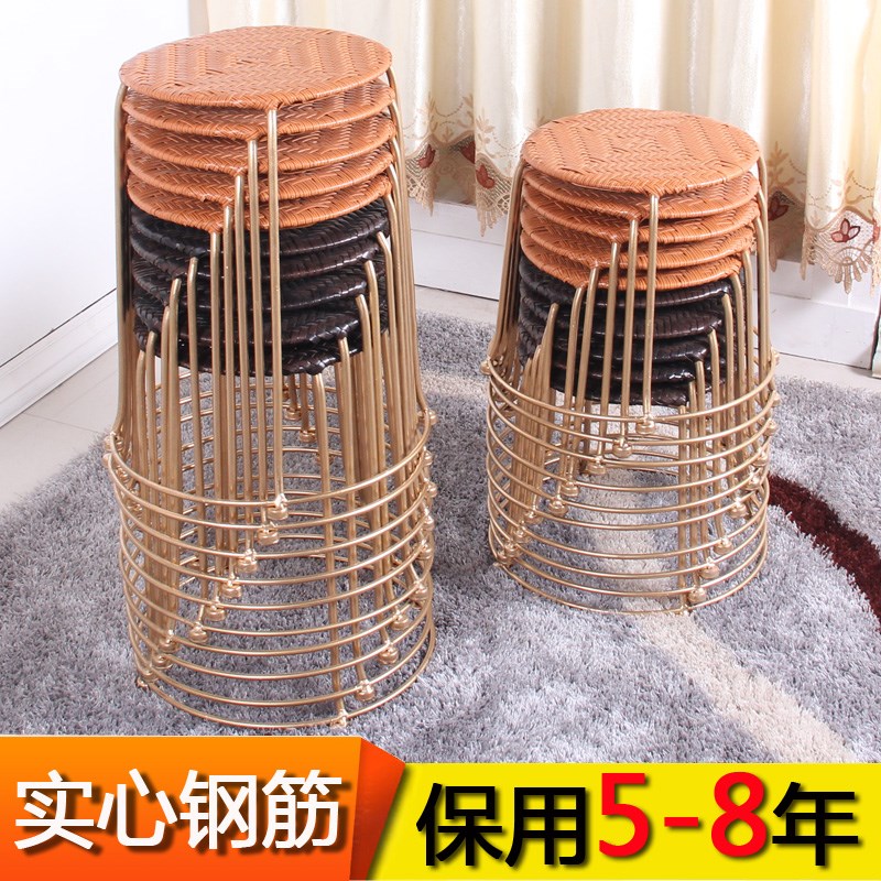轻便实用易收纳折叠编藤椅小圆凳子矮凳餐凳椅子塑料凳铁板凳包邮