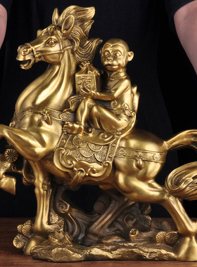 特大号马上封侯摆件生肖铜马猴子办公室桌工艺品客厅玄关装饰摆设