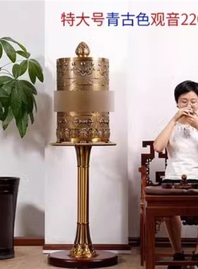 德田福慧宝藏族转经简电动转金轮锌合金彩绘藏式转筒家用摆件转桶