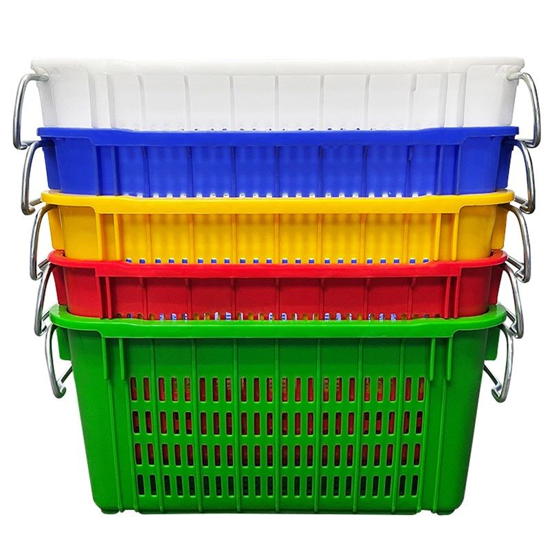 大加厚塑料筐食品水果长方形镂空蔬菜卖菜熟胶菜篮篮白色周转框子,收纳整理,收纳箱,淘宝优惠券,粉丝福利购,淘宝优惠卷