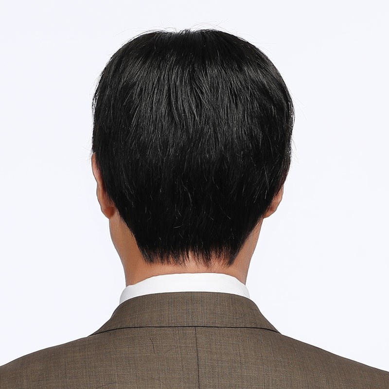 樱芝娜假发男短发爸爸帅气中老年假发真人发丝短直发毛寸头假发套