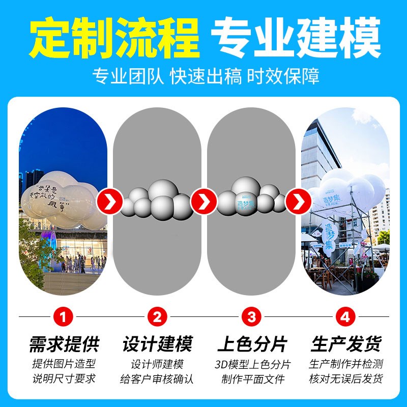 户外充气云朵定制发光透明PVC空飘气球气模商场美陈装饰网红云朵