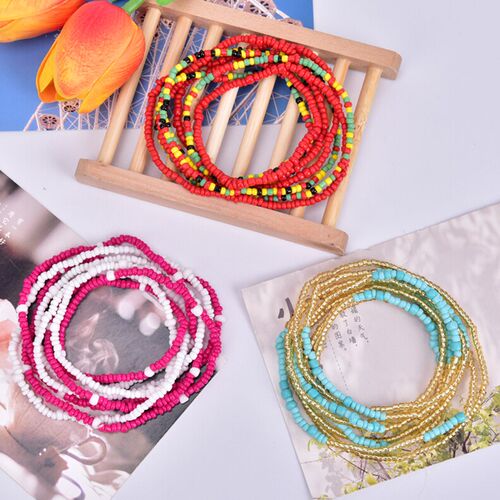 Double Row Beads Belly Waist Chains Bohemian Colorful Body C