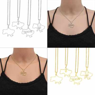 推荐Outline Ukraine Map Pendant Necklace For Women Girls Sta