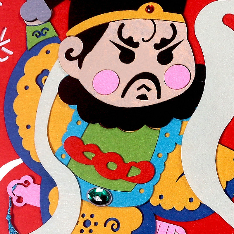 2021牛年卡通门神创意无纺布年画新年春联不织布玻璃推拉门贴装饰