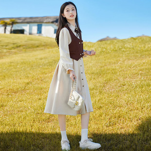 女童秋季连衣裙2022新款儿童洋气D韩版长袖公主裙大童秋装学生裙