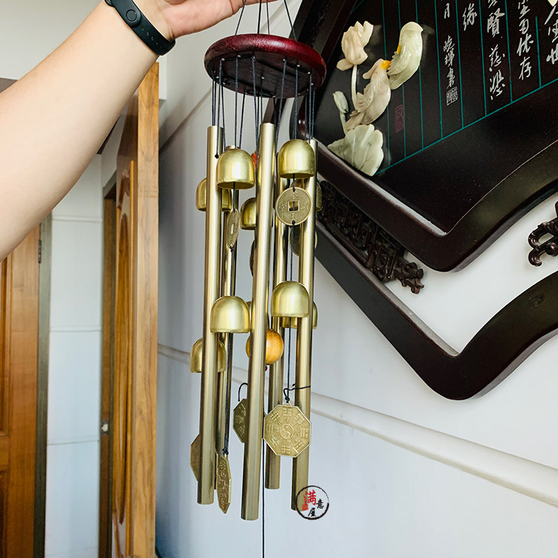 纯铜风铃金属风铃门铃响的挂饰门饰铃铛挂件实木十全十美五管风铃,家居饰品,风铃及配件,淘宝优惠券,粉丝福利购,淘宝优惠卷