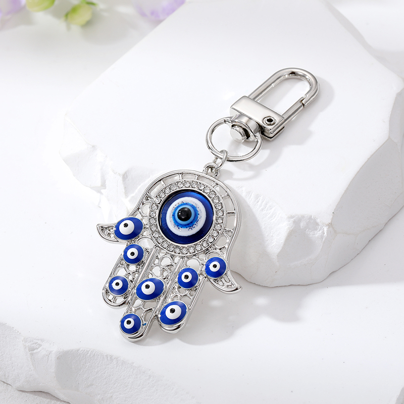 速发Bling Hollow Evil Eye Hamsa Hand Keychain Key Ring For