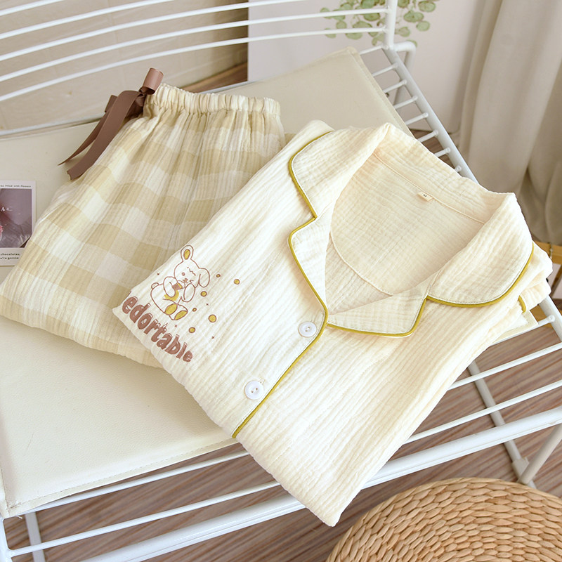 春夏薄款米白色睡衣女长袖全棉绉布家居服开衫大码加肥简约,女士内衣/男士内衣/家居服,睡衣/家居服套装,淘宝优惠券,粉丝福利购,淘宝优惠卷