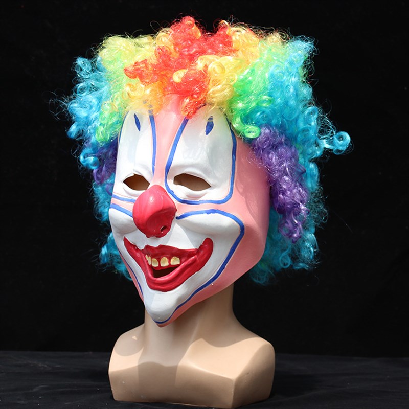 万圣节彩发小e丑面具搞怪头套cosplay化妆舞会派对演出服饰道具