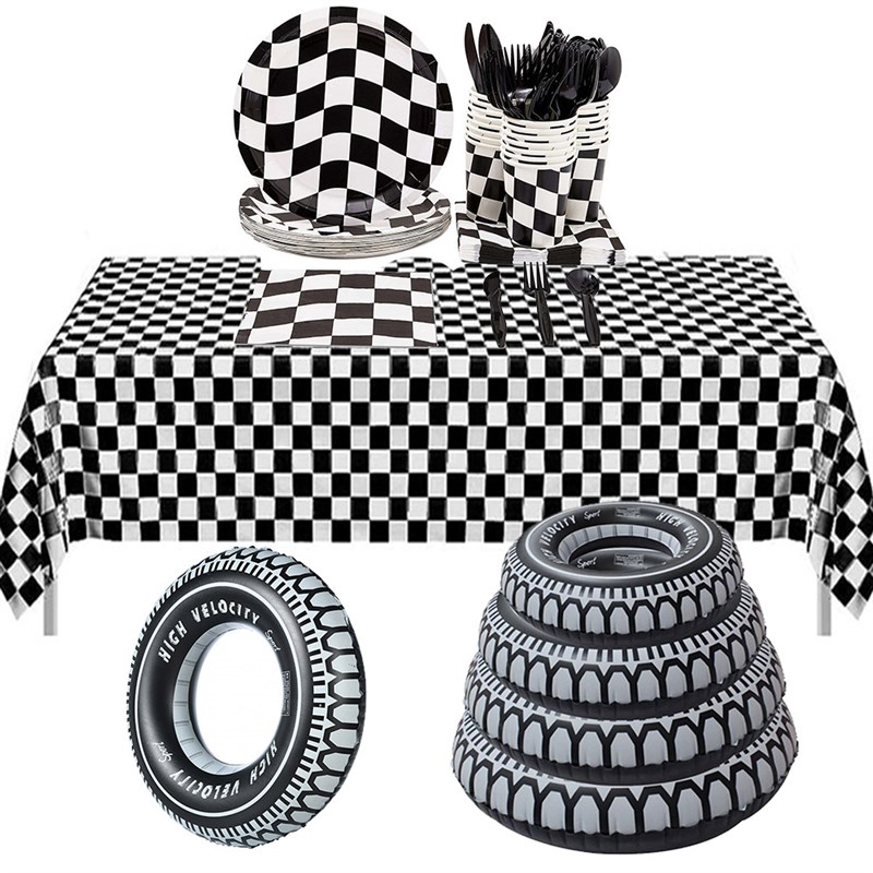 速发1set 137x274cm Black White Tablecloths Racing Car Motorc