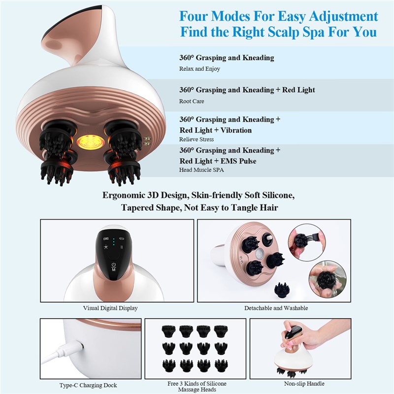 推荐CkeyiN EMS Scalp Massager Cordless Electric Rotation Hea