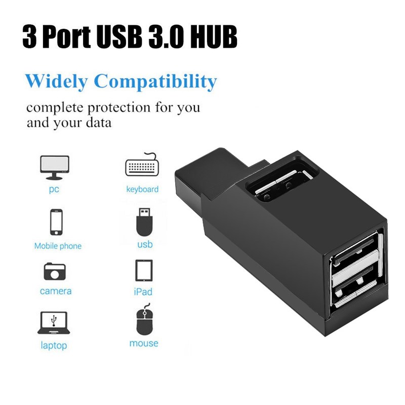 Portable Mini 3 Ports USB 3.0 Hub High Speed Data Transfer S