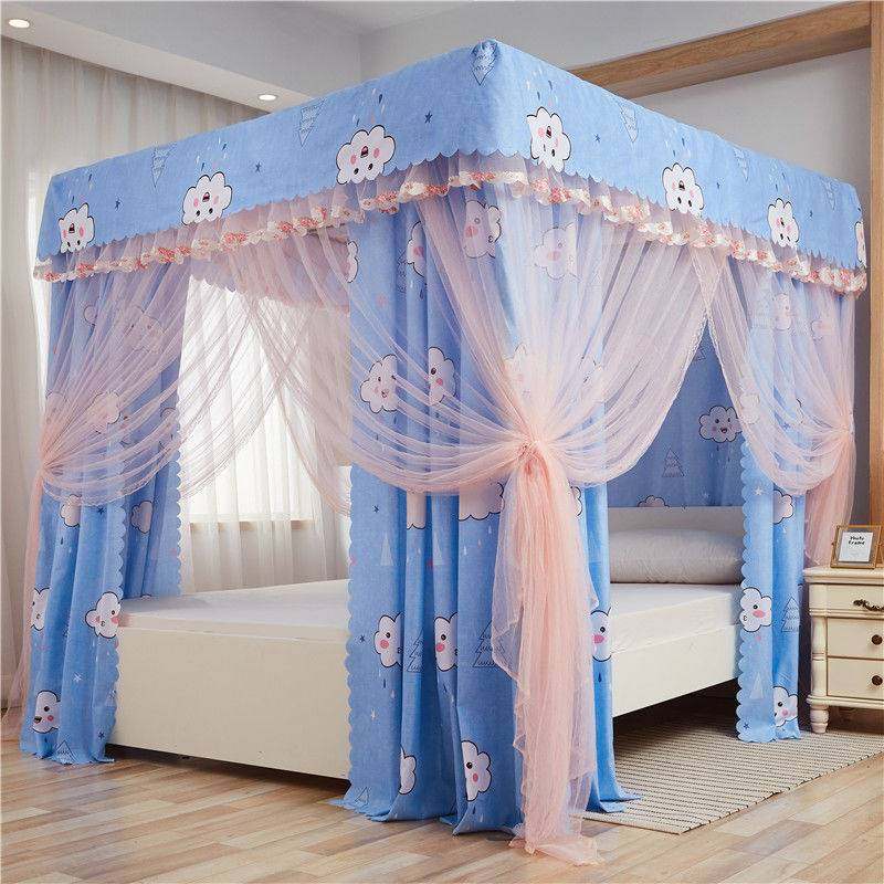 遮光蚊帐家用床幔加密床帘v一体式防风透气封闭防尘保暖落地支架,床上用品,蚊帐,淘宝优惠券,粉丝福利购,淘宝优惠卷