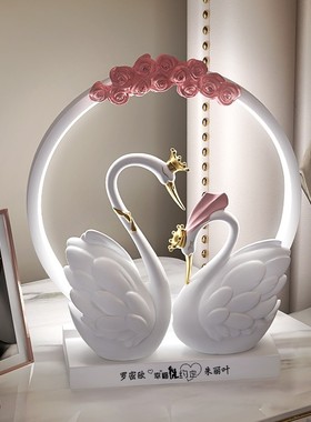 结婚新婚礼物实用送闺蜜新人北欧天鹅摆件一对卧室床头柜台灯现货