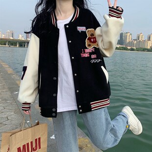 外套女秋冬款学生棒球服2023新款韩版学院风宽松显瘦百Z搭加厚夹