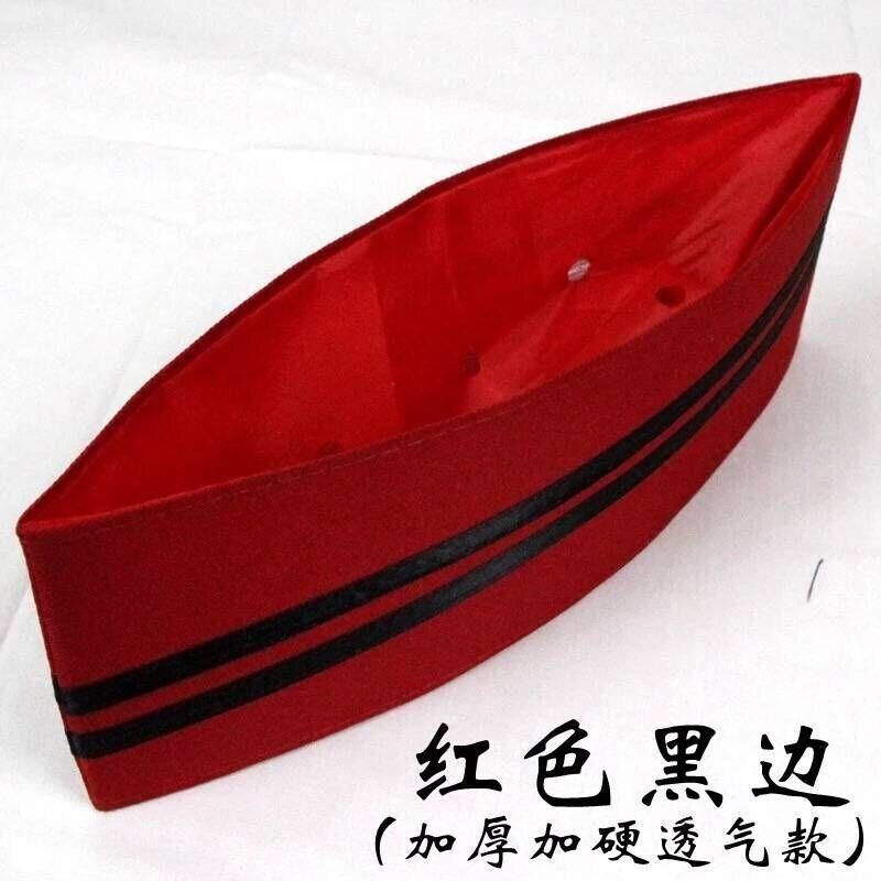 厨房布帽餐厅快餐店厨师帽子男黑红白色红边船帽酒店厨房女工作帽