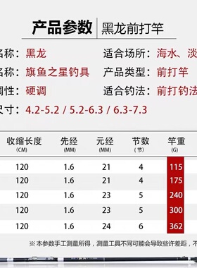 2023新款旗鱼 黑龙前打竿超轻超硬前打杆双定位3.2-8.3米滑漂远投