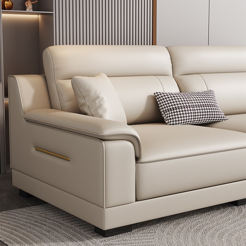 轻奢现代简约真皮沙发客厅小户型贵妃款高靠背意式极简皮艺沙发