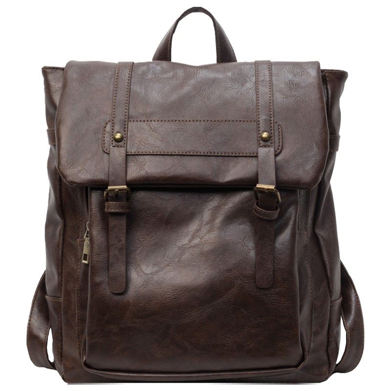 皮质双肩包2024新款时尚女士电脑大容量背包百搭设计感小众女书包