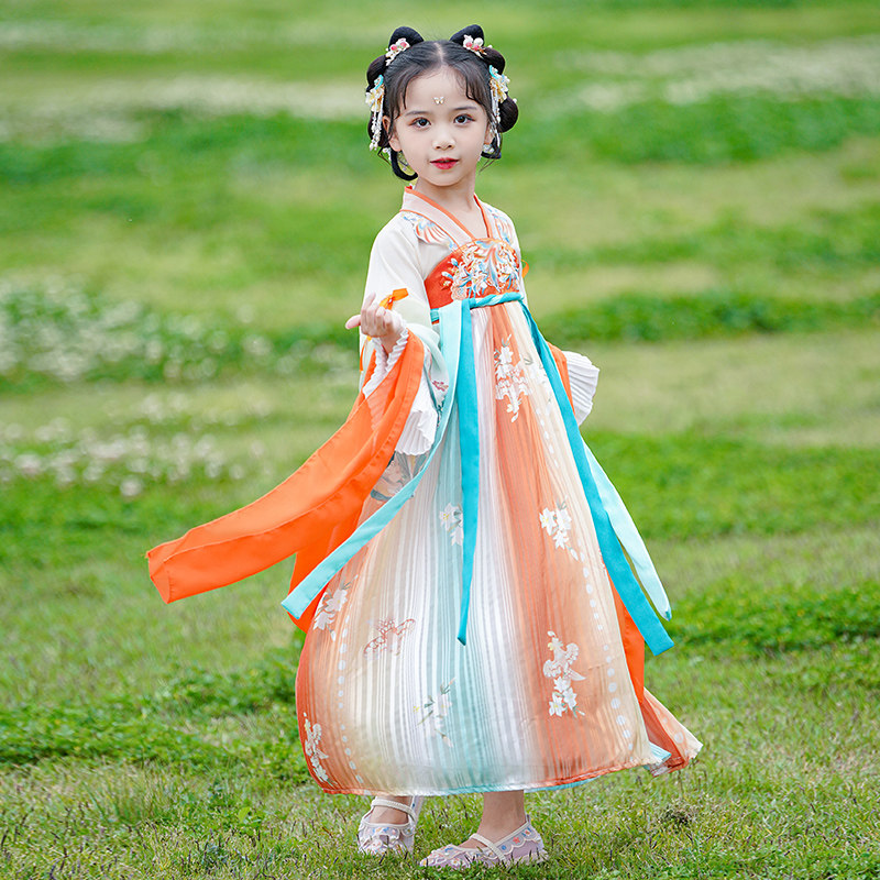 高货现货速发汉服女款儿童唐装长袖古装襦裙2023秋季中国风女宝公