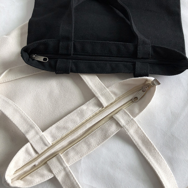 小号帆布袋手提包便当袋带饭便捷环保布袋拉链款迷你手拎包购物袋