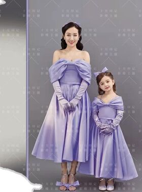 影楼主题摄影拍照摄影亲子装大人儿童母女款写真儿童花童演出礼服