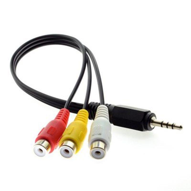 极速Mini AV Male To 3RCA Female M/F Audio Video Cable Stereo