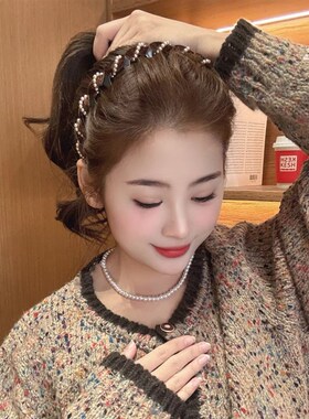 【下单立减50】红色植绒珍珠波浪发箍女高颅顶头箍洗脸防滑发Y02