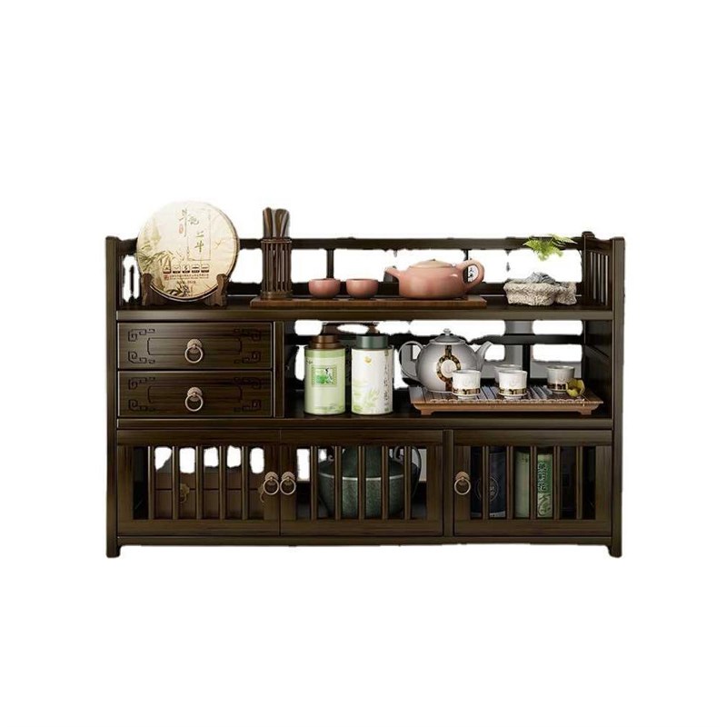 桌面茶具架小型博古架实木中式茶桌上收纳置物架茶台摆件茶叶架子