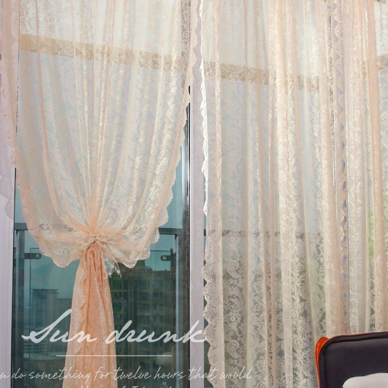 法式珍珠纱帘飘窗帘免打孔小窗户窗纱蕾丝窗帘纱帘卧室门帘隔断帘,居家布艺,垂直帘/梦幻帘,淘宝优惠券,粉丝福利购,淘宝优惠卷