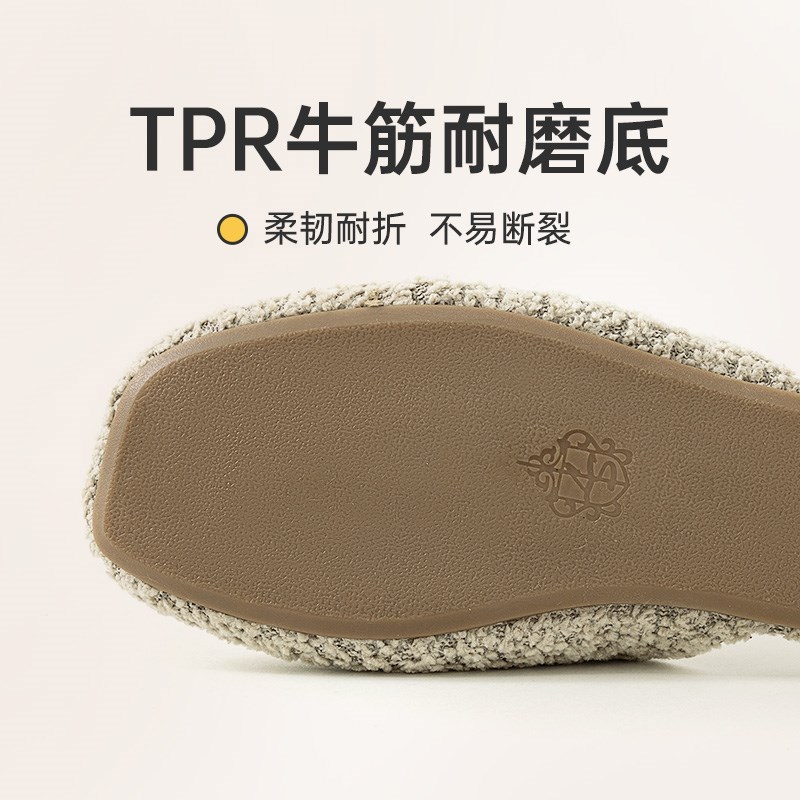 家居拖鞋冬款室内木地板居家保暖男女情侣颗粒毛绒牛筋底包头拖鞋