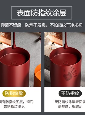 创意橙色不锈钢立柱盆落地式一体洗手台盆卫生间艺术圆柱形洗脸盆