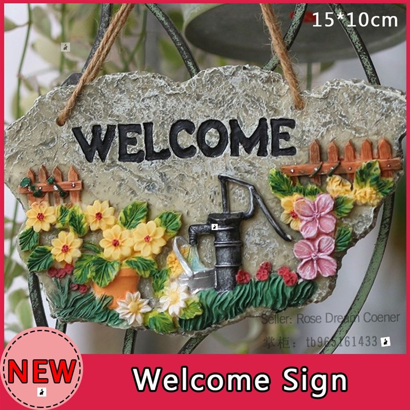 速发Welcome Sign Garden Wall Door Hanging Pendant Outdoor De 节庆用品/礼品 节日装扮用品 原图主图