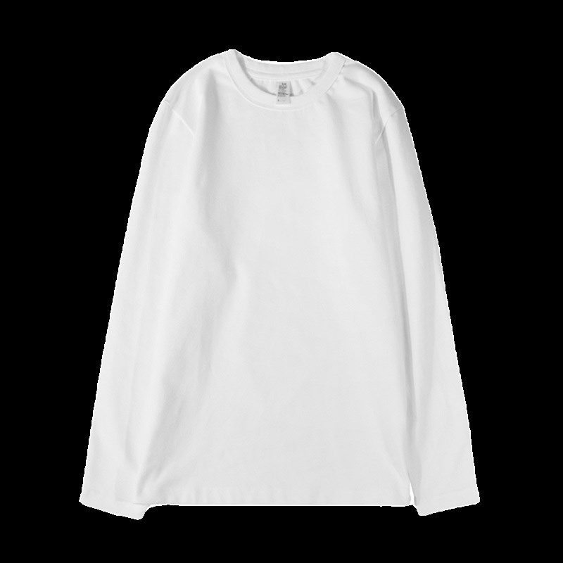 春秋碳素磨毛重磅圆领男士长袖t恤加厚白色内搭打底衫男女款
