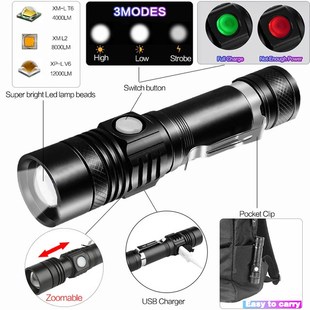 12000LM Super Bright Led flashlight SB Rechargeable Flashlig